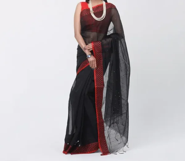 Black saree , tangailer saree . কালো শাড়ির , কম্বো প্যাকেজ - Image 3