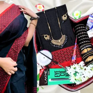 Black saree , tangailer saree কালো কালার  শাড়ি, গিফট প্যাকেজ