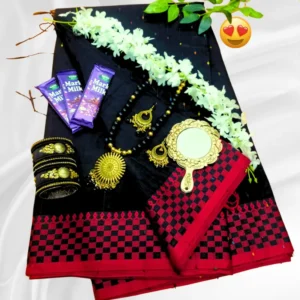 Black half silk saree combo package.
