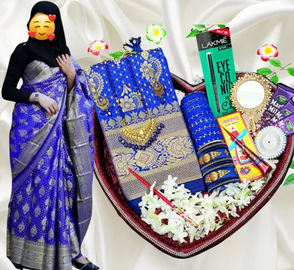 Tangailer katan saree combo . blue color