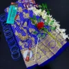 Katan benaroshi saree combo package. for gift. blue color