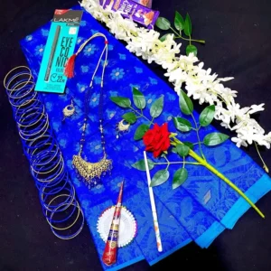 ব্লু জামদানী   হাফসিল্ক শাড়ি কম্বো প্যাকেজ ।(হাফসিল্কের বৈশিষ্ট্য পাতলা শাড়ি )
