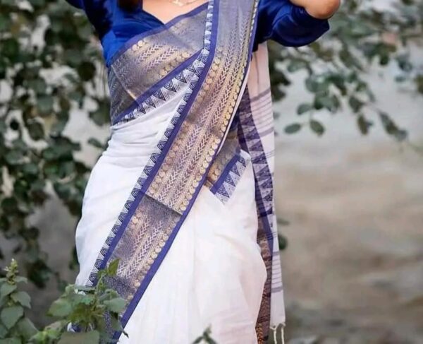 White saree .Tangail cotton saree সাদা শাড়ি কম্বো প্যাকেজ - Image 2