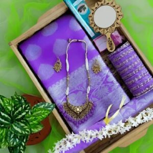 ভাইরাল পারপেল কাতান শাড়ি প্যাকেজ🥰